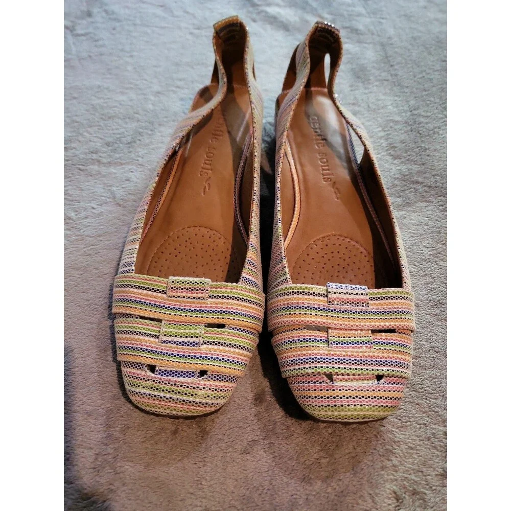 Kenneth Cole Gentle Souls Leather Shoes Stripe Size 10 Multicolors